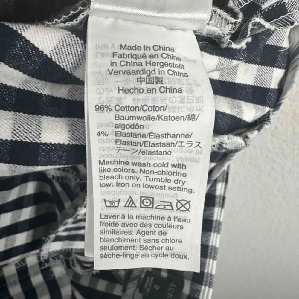 J. Crew Pants Womens Size 2 Blue White Gingham Plaid Straight Leg Ankle‎ Career
